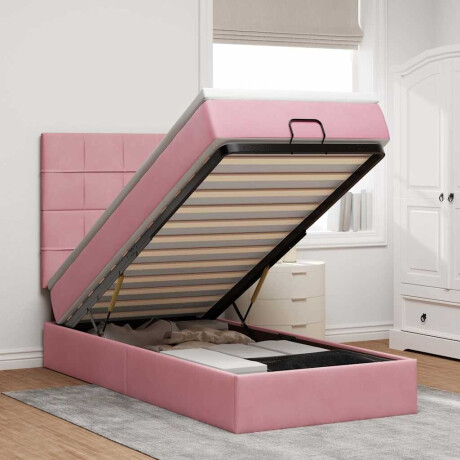 vidaXL Ottoman bed met matrassen en LED's 90x190cm fluweel roze