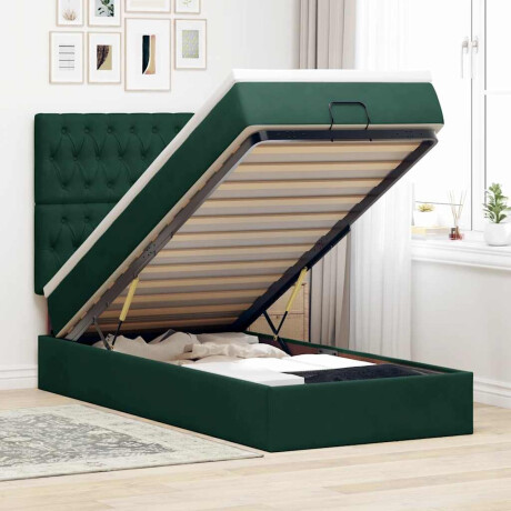 vidaXL Ottoman bed met matrassen en LED's 90x200cm fluweel donkergroen