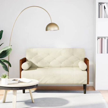 vidaXL Loveseat bank met bolsters crème 110 cm fluweel