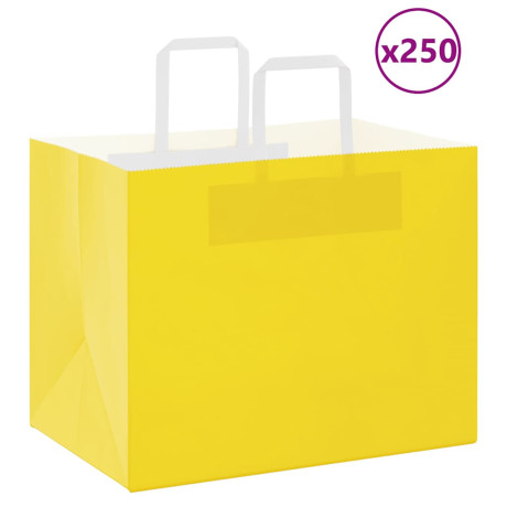 vidaXL Papieren zakken 250 st met hengsels 32x22x24 cm geel