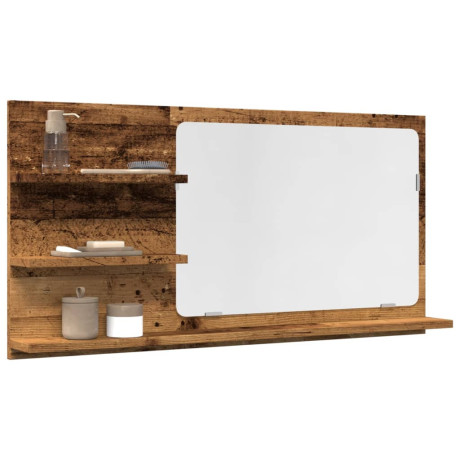 vidaXL Badkamerspiegelkast 90x11x45 cm bewerkt hout oud houtkleurig