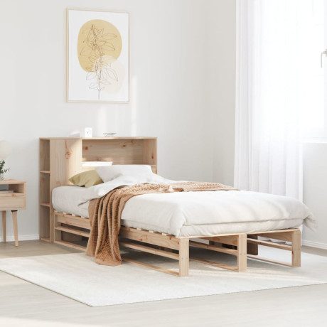 vidaXL Bed met boekenkast zonder matras massief hout 100x200 cm