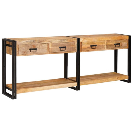 vidaXL Wandtafels 2 pcs Bruin 200 x 33 x 75 cm Massief Mango Hout