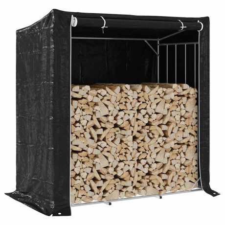 vidaXL Haardhoutrek met regenhoes 200x100x200 cm gegalvaniseerd staal