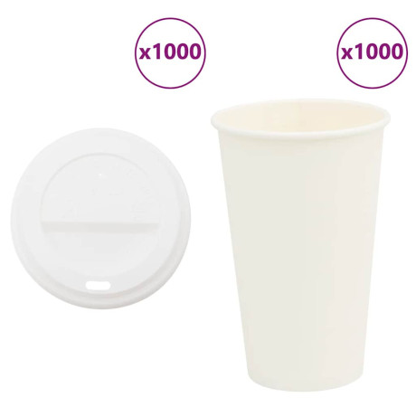 vidaXL Papieren koffiekopjes met deksel 1000 st 16oz 400 ml