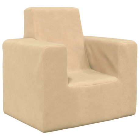 vidaXL Kinderbank zacht pluche crèmekleurig