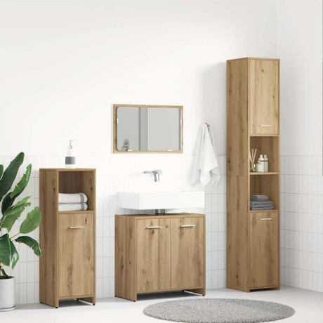 vidaXL 4-delige Badkamermeubelset bewerkt hout artisanaal eikenkleur