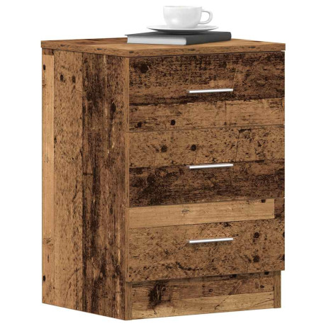 vidaXL Nachtkastje 38x35x55 cm bewerkt hout oud houtkleurig