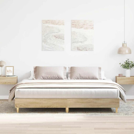 vidaXL Bedframe zonder matras 200x200cm spaanplaat sonoma eikenkleurig