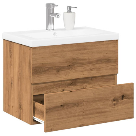 vidaXL Wastafelkast ingebouwde wastafel 61x39,5x49 cm artisanaal eiken