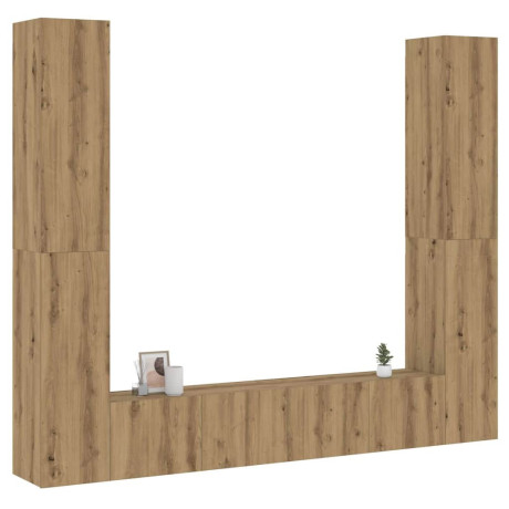 vidaXL Tv-wandkasten 6 st bewerkt hout artisanaal eikenkleurig