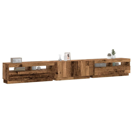 vidaXL Tv-meubel met LED 300x35x40 cm bewerkt hout oud hout