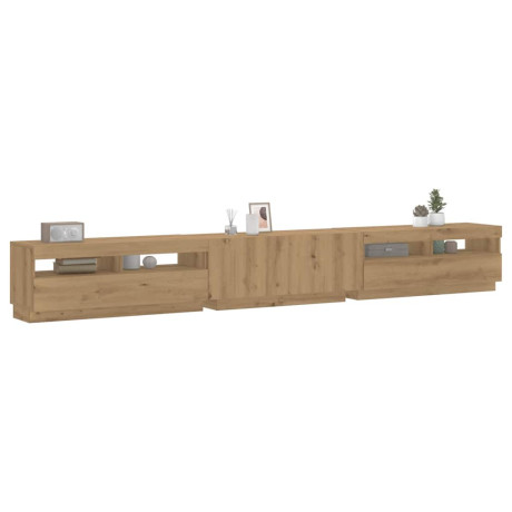 vidaXL Tv-meubel met LED 300x35x40 cm bewerkt hout artisanaal eiken