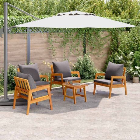 vidaXL Bistroset met kussen 5 pcs Bruin Massief Acaciahout