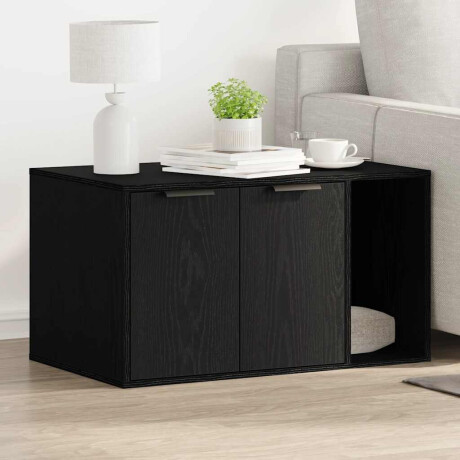 vidaXL Kattenbakomheining Zwart Eiken 80x50x45 cm Bewerkt Hout