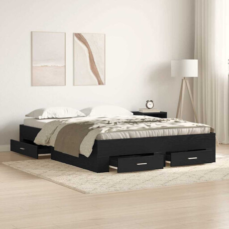 vidaXL Bedframe met lade Zwart Eiken 140 x 200 cm Bewerkt hout