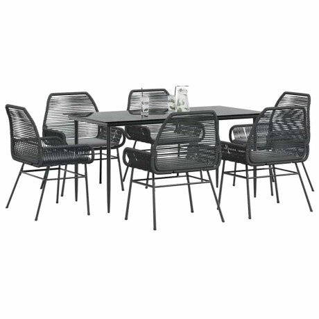 vidaXL 7-delige Tuinset met kussens poly rattan glas zwart