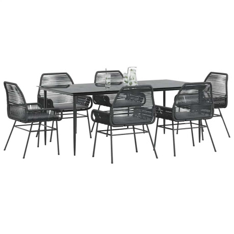 vidaXL 7-delige Tuinset met kussens poly rattan glas zwart