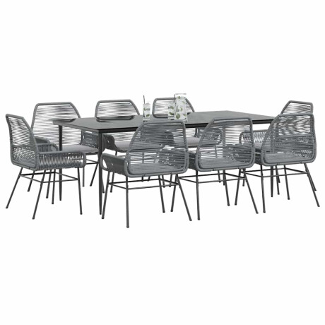 vidaXL 9-delige Tuinset met kussens poly rattan glas grijs