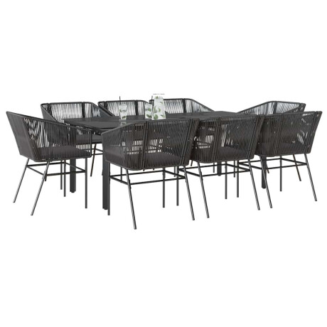 vidaXL 9-delige Tuinset met kussens poly rattan glas zwart