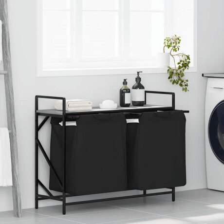 vidaXL Wasmand 2 vakken met plank grijs sonoma eiken