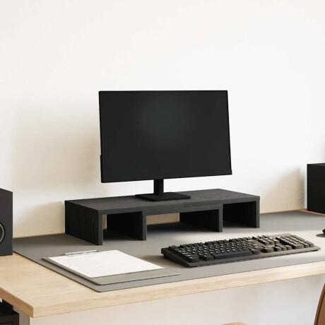 vidaXL Monitorstandaard verstelbaar zwart eiken 60x24x10,5 cm bewerkt hout
