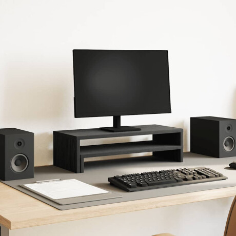 vidaXL Monitorstandaard Zwart Eiken 54x22x15 cm Bewerkt Hout
