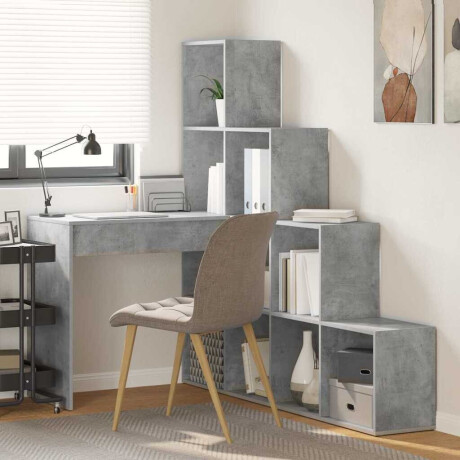 vidaXL Hoekbureau Beton Grijs 101,5 x 149,5 x 149,5 cm Bewerkt hout