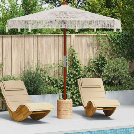 vidaXL Macramé Parasol Crème 252,5 x 252,5 x 260 cm Katoen en Teakhout