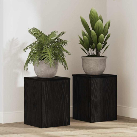 vidaXL Plantenstandaard 2 pcs Zwart Eiken 25 x 25 x 35 cm Bewerkt hout
