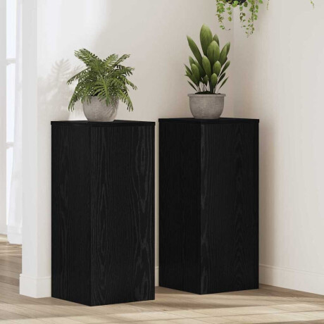 vidaXL Plantenstandaard 2 pcs Zwart Eiken 30 x 30 x 70 cm Bewerkt hout