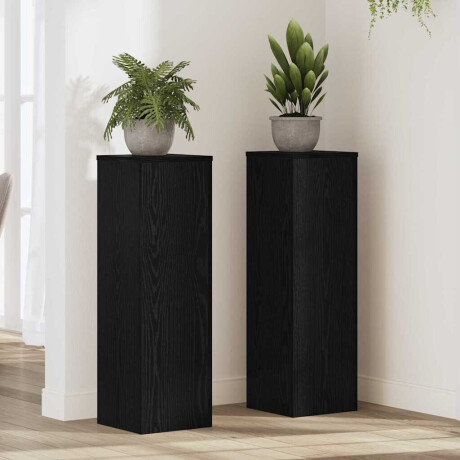 vidaXL Plantenstandaard 2 pcs Zwart Eiken 25 x 25 x 80 cm Bewerkt hout