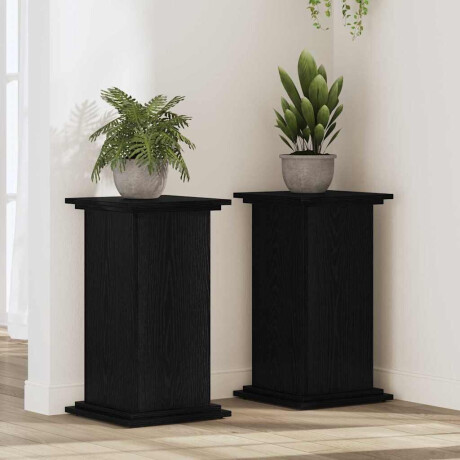 vidaXL Plantenstandaard Zwart Eiken 33 x 33 x 60 cm Bewerkt hout