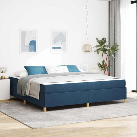 vidaXL Boxspring bed Blauw en Donkerblauw en Wit 200 x 200 cm Stof