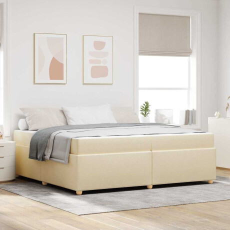 vidaXL Bedframe met matras Crème 200 x 200 cm Stof