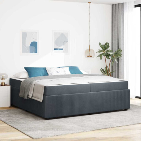 vidaXL Bedframe met matras met matras Donkergrijs 200 x 200 cm Fluweel