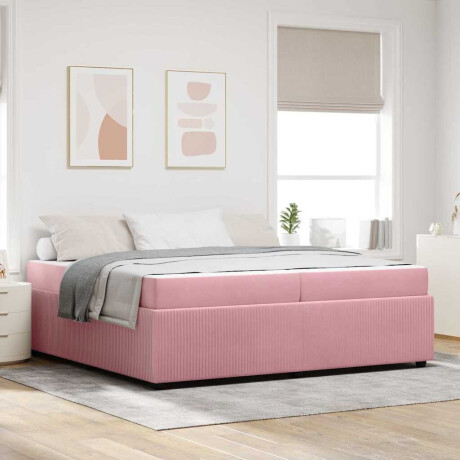 vidaXL Bedframe met matras met matras Roze 200 x 200 cm Fluweel