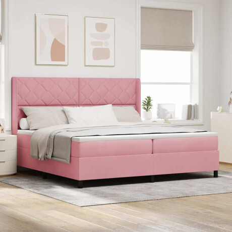 vidaXL LED Boxspring Bed met Matras Roze 200 x 200 cm Fluweel