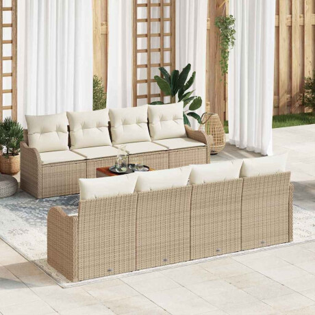 vidaXL Beige Tuinbank Set 9 pcs Beige, wit Large Rattan