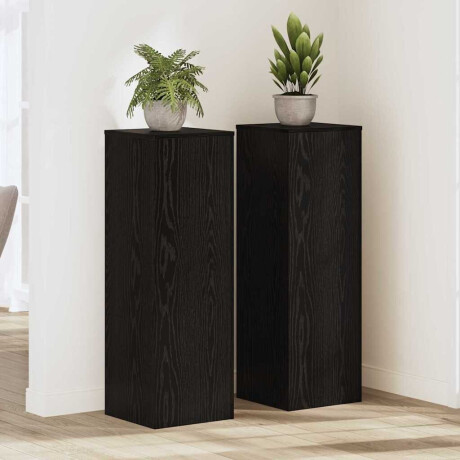vidaXL Plantenstandaard 2 pcs Zwart Eiken 33 x 33 x 100 cm