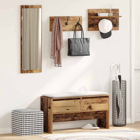 vidaXL Halmeubelset met lade met plank 4 pcs Oudhout Bewerkt hout