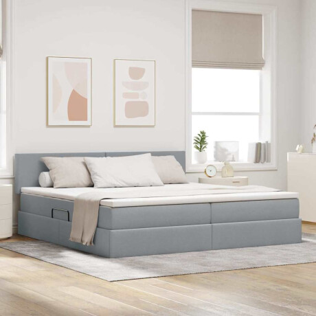 vidaXL Bed met LED -striplichten Lichtgrijs 200 x 200 cm Stof