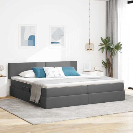vidaXL Bed met LED -striplichten Donkergrijs 200 x 200 cm Stof