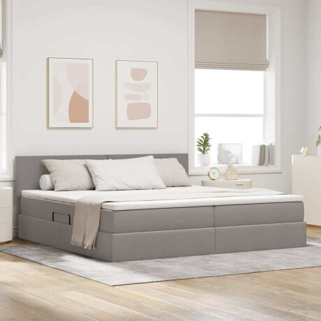 vidaXL Bed met LED -striplichten met opslag Taupe 200 x 200 cm Stof