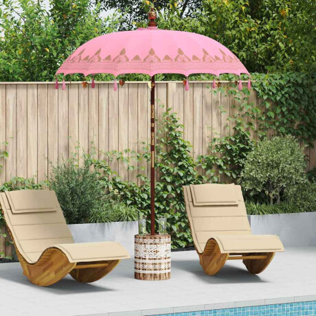 vidaXL Balinese Parasol Roze 180-190 cm Katoen, massief hout
