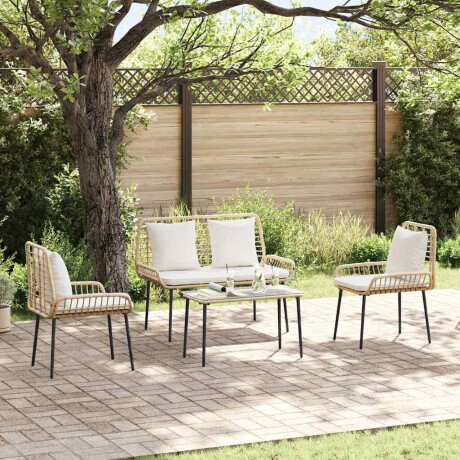 vidaXL Tuin eettafelset 3 pcs Bruin en Crème poly rattan