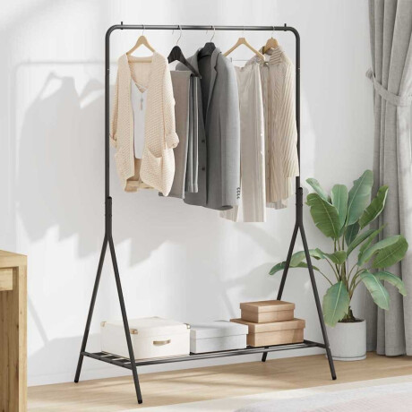 vidaXL Kledingrek met opslag Zwart 100 x 56 x 154 cm Staal
