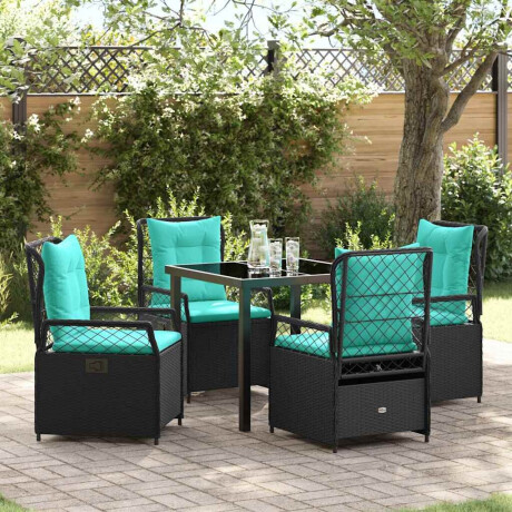 vidaXL Tuin eettafelset 5 pcs Zwart poly rattan
