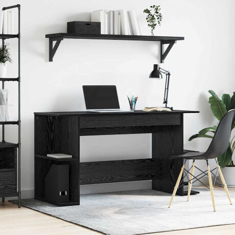 vidaXL Bureau met plank Anders met opslag Zwart eiken Bewerkt hout