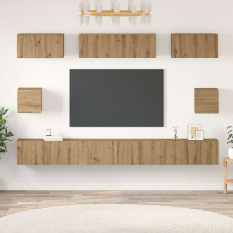 vidaXL TV-kast set met plank Wandgemonteerd Anders met opslag 8 pcs artisanaal eikenkleurig